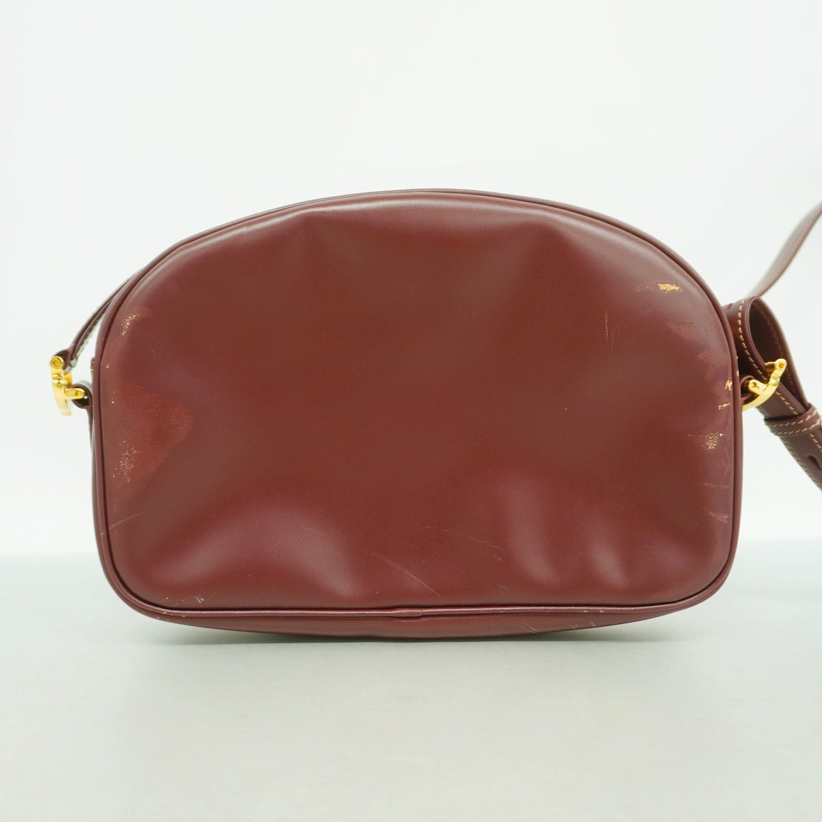 【6hb0899】カルティエ ショルダーバッグ マスト レザー ボルドー ゴールド金具【中古】レディース