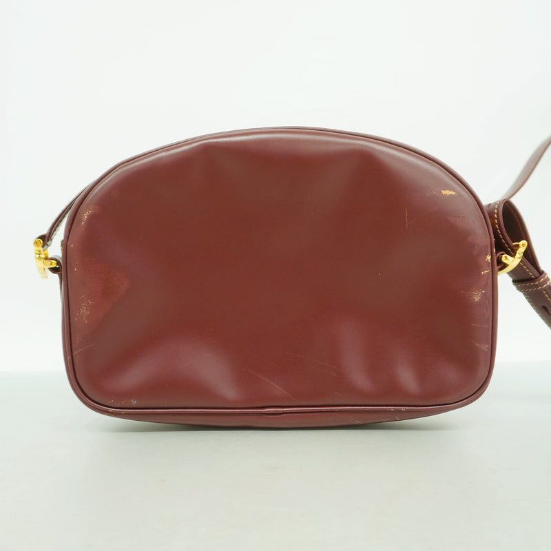 【6hb0899】カルティエ ショルダーバッグ マスト レザー ボルドー ゴールド金具【中古】レディース