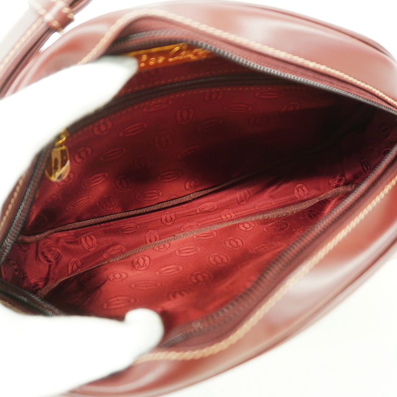【6hb0899】カルティエ ショルダーバッグ マスト レザー ボルドー ゴールド金具【中古】レディース
