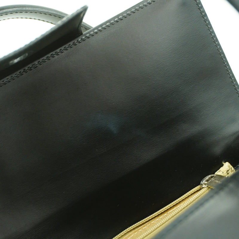 【6hb0900】カルティエ ハンドバッグ パンテール レザー ブラック シルバー金具【中古】レディース