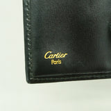 【6hb0901】カルティエ 三つ折り財布 パンテール レザー ブラック ゴールド金具【中古】レディース