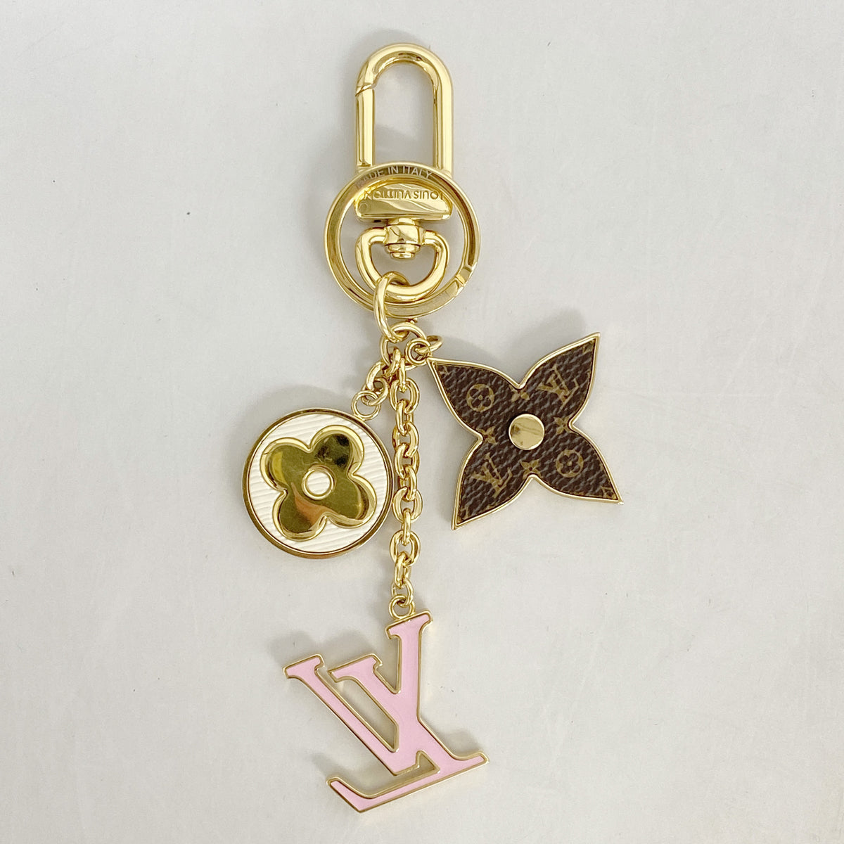 【6hb0912】ルイヴィトン キーホルダー・チャーム モノグラム・フラワー/LVイニシャル スプリングストリート M01187 ゴールド マルチカラー【中古】レディース