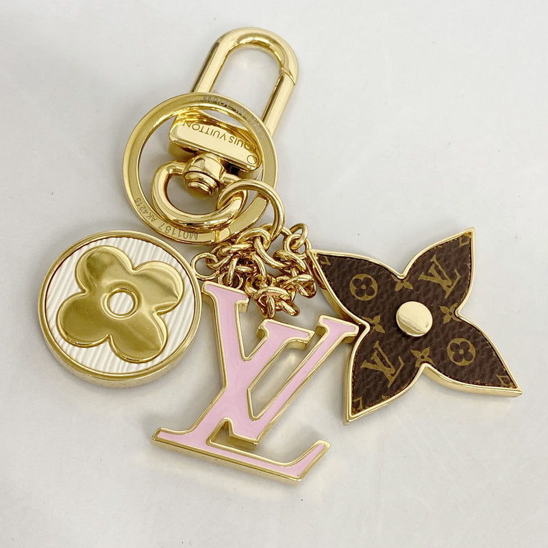 【6hb0912】ルイヴィトン キーホルダー・チャーム モノグラム・フラワー/LVイニシャル スプリングストリート M01187 ゴールド マルチカラー【中古】レディース