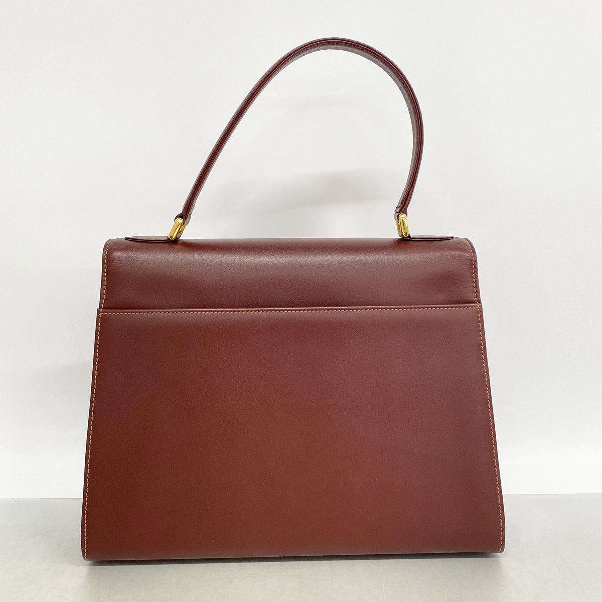 【6hb0915】カルティエ ハンドバッグ マスト レザー ボルドー ゴールド金具【中古】レディース