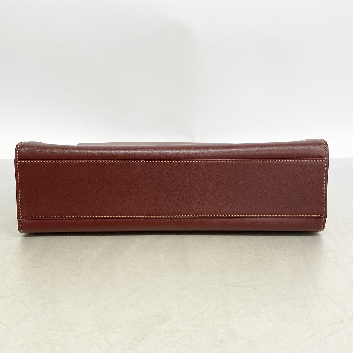 【6hb0915】カルティエ ハンドバッグ マスト レザー ボルドー ゴールド金具【中古】レディース