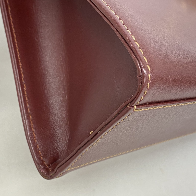 【6hb0915】カルティエ ハンドバッグ マスト レザー ボルドー ゴールド金具【中古】レディース