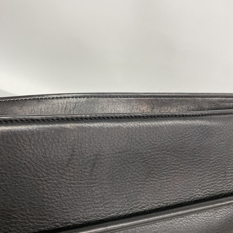 【6hb0916】カルティエ トートバッグ カボション レザー ブラック シルバー金具【中古】レディース