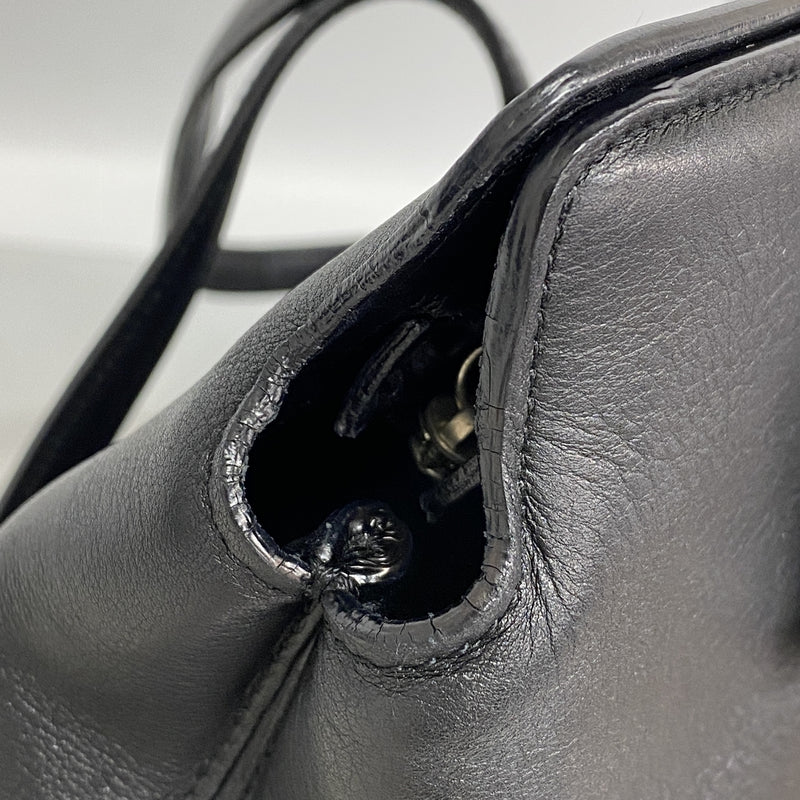 【6hb0916】カルティエ トートバッグ カボション レザー ブラック シルバー金具【中古】レディース