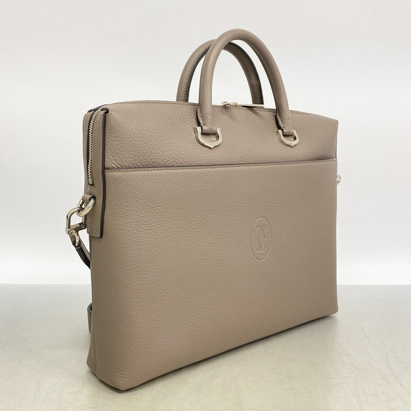 【6hb0917】カルティエ ブリーフケース マスト レザー グレー シルバー金具 2wayバッグ【中古】メンズ