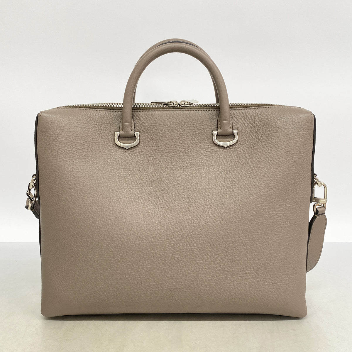 【6hb0917】カルティエ ブリーフケース マスト レザー グレー シルバー金具 2wayバッグ【中古】メンズ
