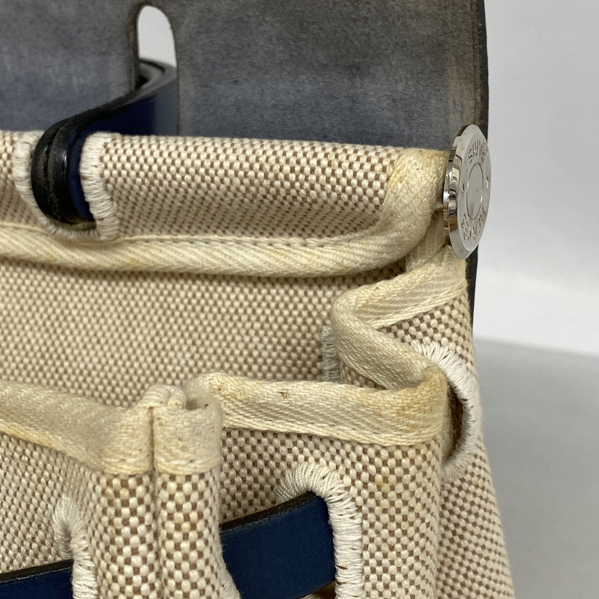【6hb0927】エルメス ハンドバッグ エールバッグPM トワルアッシュ ブルー シルバー金具 □F刻印【中古】レディース