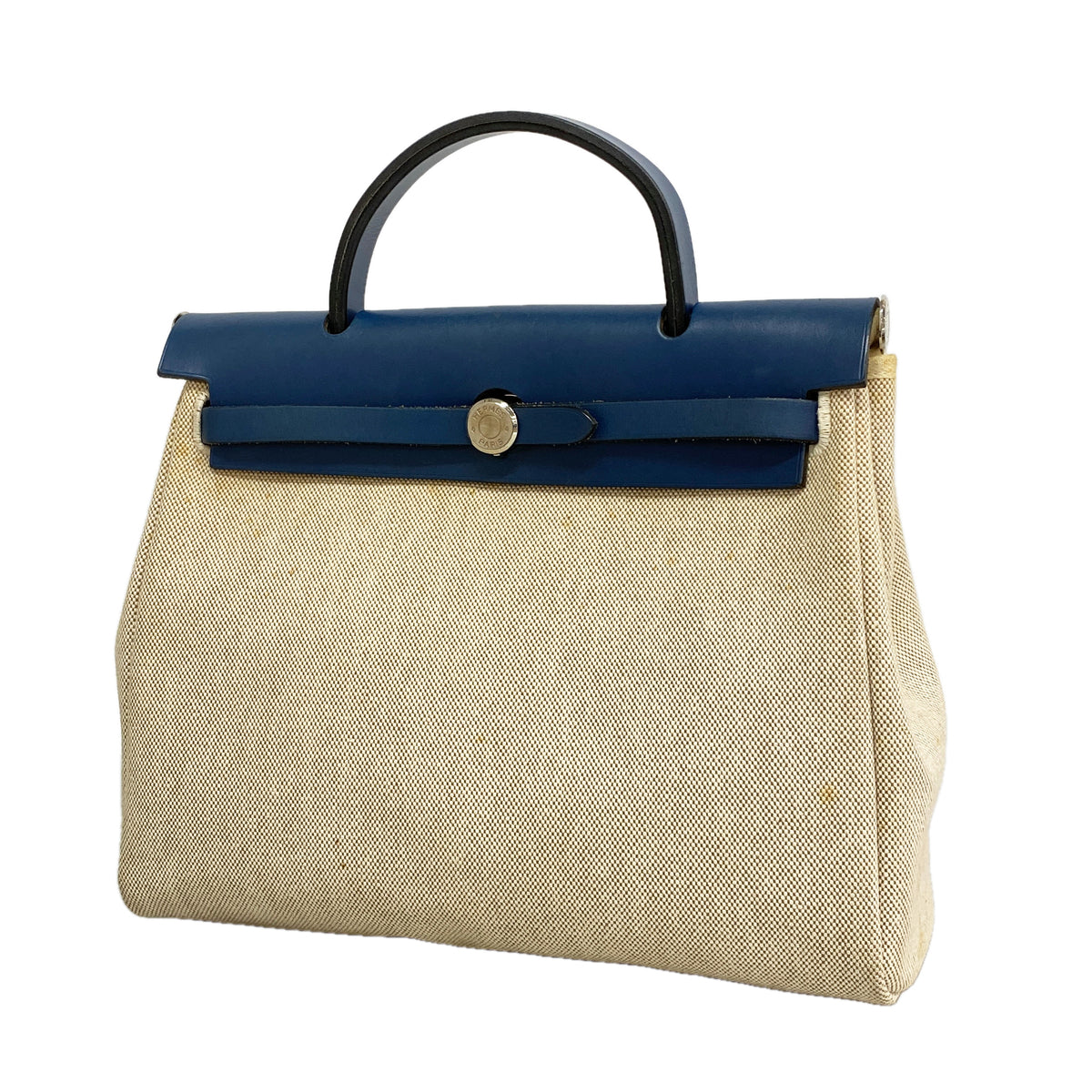 【6hb0927】エルメス ハンドバッグ エールバッグPM トワルアッシュ ブルー シルバー金具 □F刻印【中古】レディース