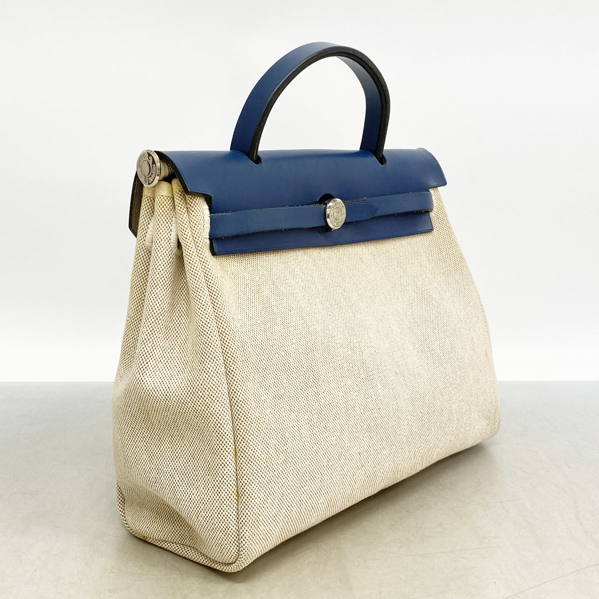【6hb0927】エルメス ハンドバッグ エールバッグPM トワルアッシュ ブルー シルバー金具 □F刻印【中古】レディース