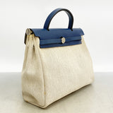 【6hb0927】エルメス ハンドバッグ エールバッグPM トワルアッシュ ブルー シルバー金具 □F刻印【中古】レディース