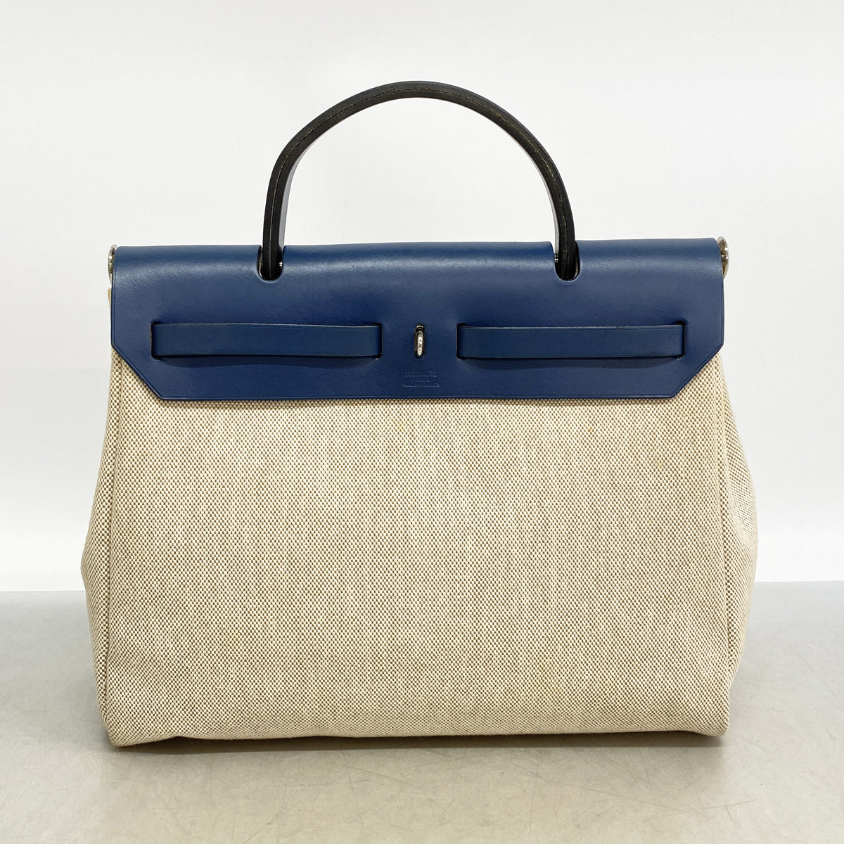 【6hb0927】エルメス ハンドバッグ エールバッグPM トワルアッシュ ブルー シルバー金具 □F刻印【中古】レディース