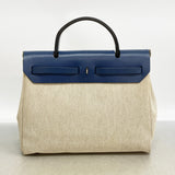 【6hb0927】エルメス ハンドバッグ エールバッグPM トワルアッシュ ブルー シルバー金具 □F刻印【中古】レディース