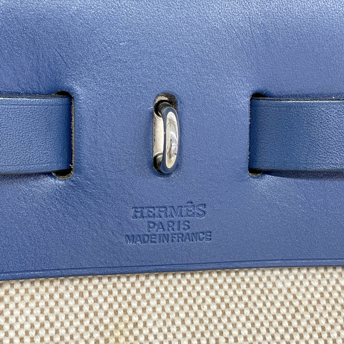 【6hb0927】エルメス ハンドバッグ エールバッグPM トワルアッシュ ブルー シルバー金具 □F刻印【中古】レディース
