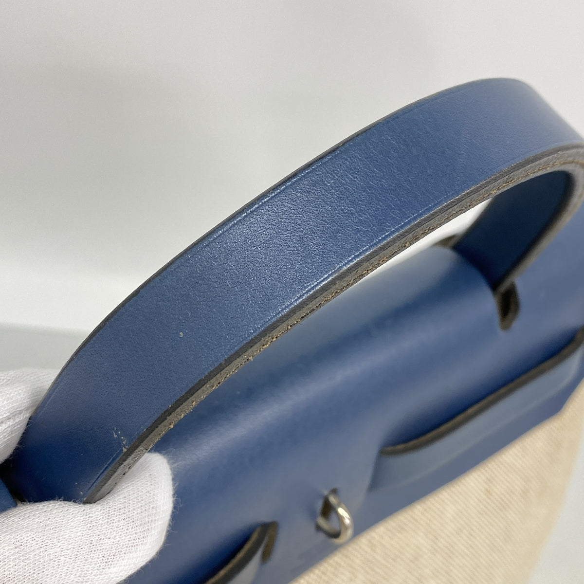 【6hb0927】エルメス ハンドバッグ エールバッグPM トワルアッシュ ブルー シルバー金具 □F刻印【中古】レディース