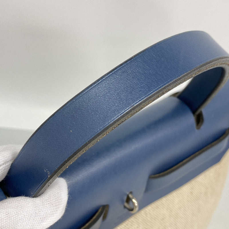 【6hb0927】エルメス ハンドバッグ エールバッグPM トワルアッシュ ブルー シルバー金具 □F刻印【中古】レディース