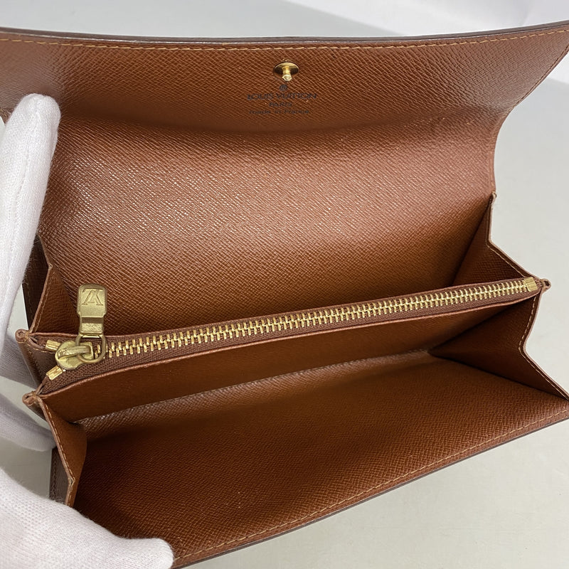 【6hb0946】ルイヴィトン 長財布 モノグラム ポシェットポルトモネクレディ M61725 ブラウン【中古】レディース