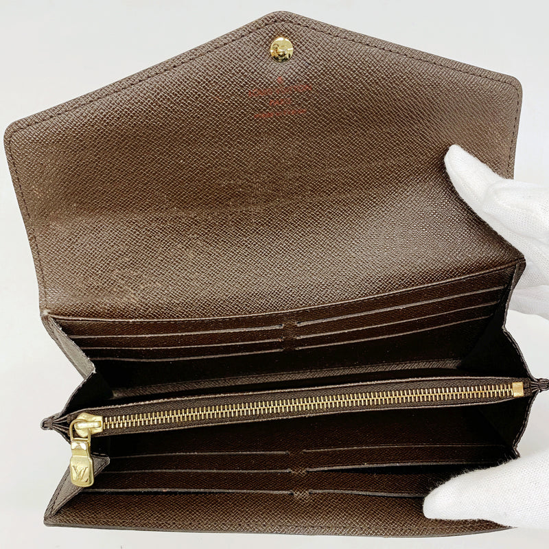 【6hb0972】ルイヴィトン 長財布 ダミエ ポルトフォイユサラ N63209 エベヌ【中古】レディース