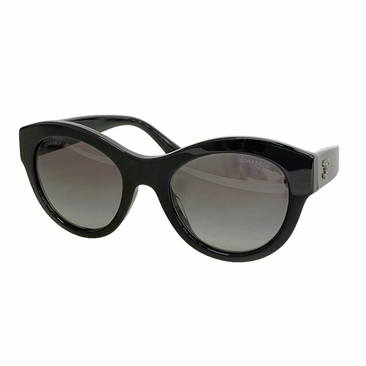 【6hb0984】シャネル サングラス 5371-A プラスチック ブラック シルバー金具【中古】レディース