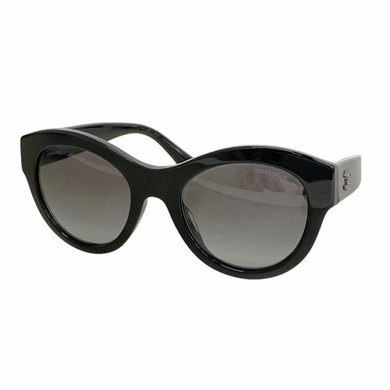 【6hb0984】シャネル サングラス 5371-A プラスチック ブラック シルバー金具【中古】レディース