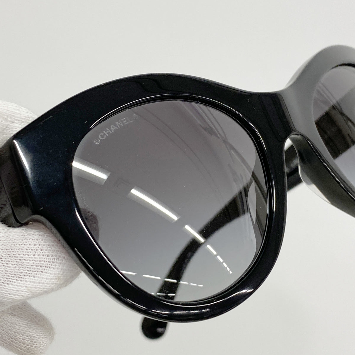 【6hb0984】シャネル サングラス 5371-A プラスチック ブラック シルバー金具【中古】レディース