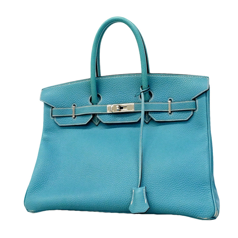 【6hb0988】エルメス ハンドバッグ バーキン35 トゴ ブルージーン シルバー金具 □C刻印【中古】レディース