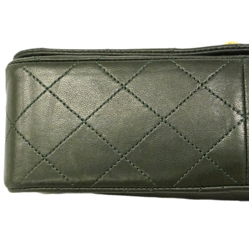 【6hb0989】シャネル ショルダーバッグ マトラッセ チェーンショルダー ラムスキン グリーン ゴールド金具【中古】レディース