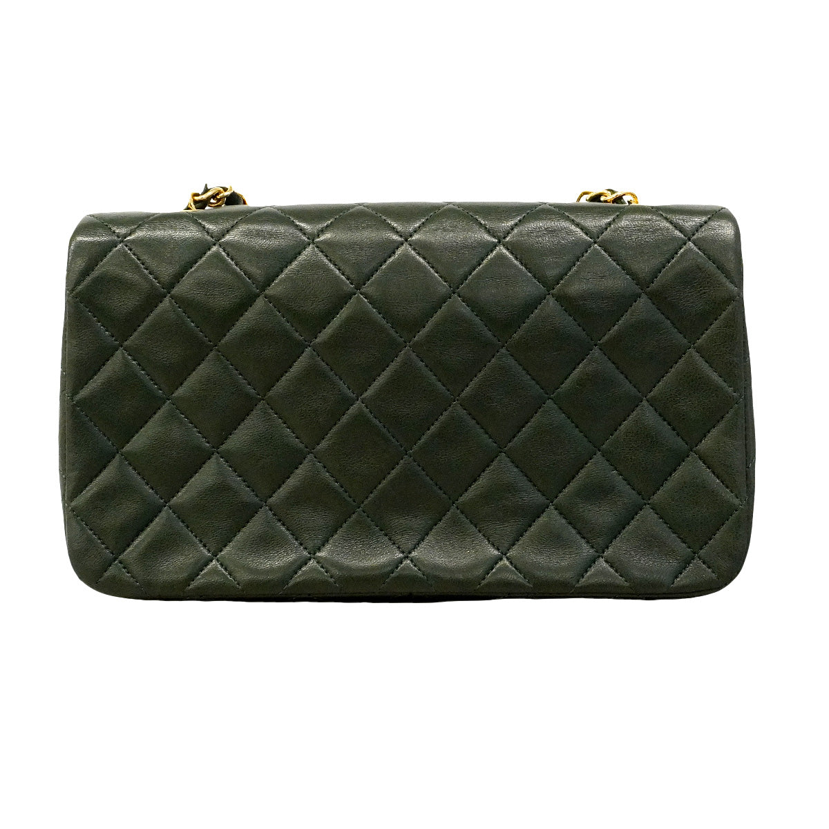 【6hb0989】シャネル ショルダーバッグ マトラッセ チェーンショルダー ラムスキン グリーン ゴールド金具【中古】レディース