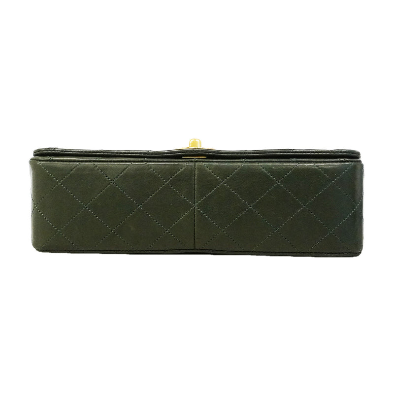 【6hb0989】シャネル ショルダーバッグ マトラッセ チェーンショルダー ラムスキン グリーン ゴールド金具【中古】レディース