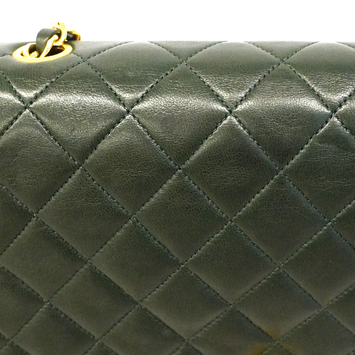 【6hb0989】シャネル ショルダーバッグ マトラッセ チェーンショルダー ラムスキン グリーン ゴールド金具【中古】レディース