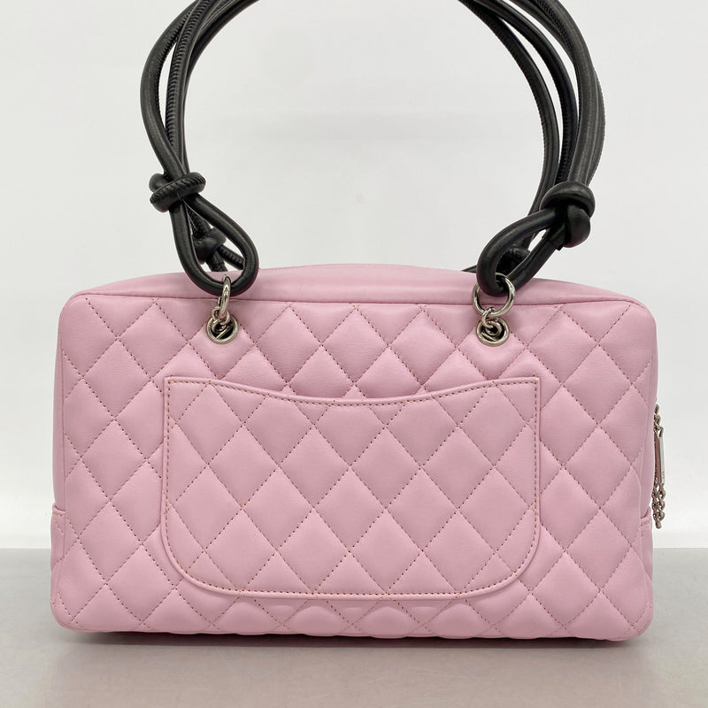 【6hb0998】シャネル トートバッグ カンボン ラムスキン ピンク シルバー金具【中古】レディース