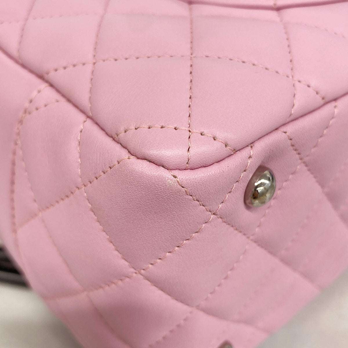 【6hb0998】シャネル トートバッグ カンボン ラムスキン ピンク シルバー金具【中古】レディース