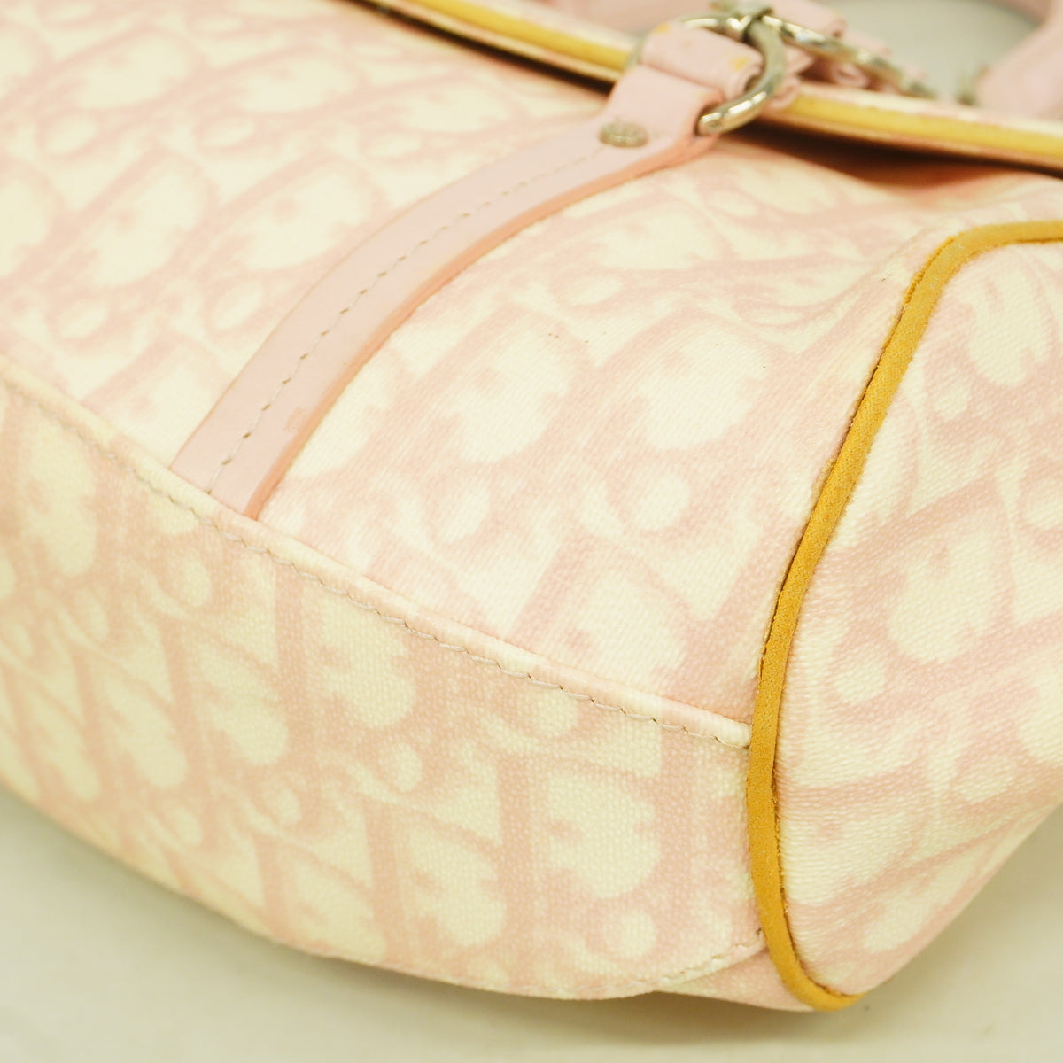 【6hb1001】クリスチャンディオール ハンドバッグ トロッター PVC ピンク シルバー金具【中古】レディース
