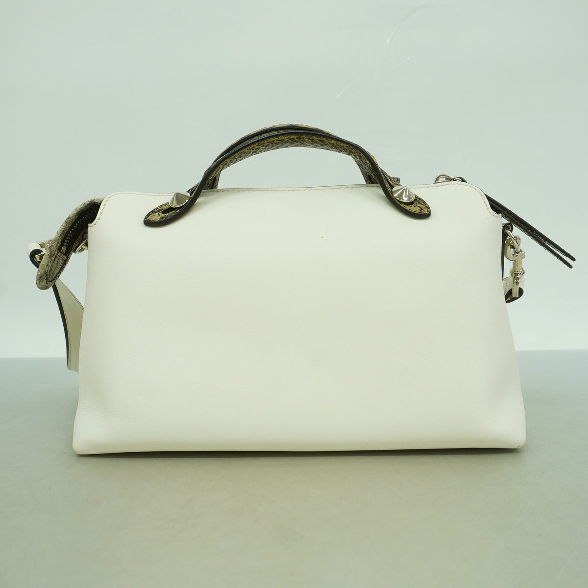 【6hb1002】フェンディ ハンドバッグ バイザウェイ レザー パイソン ホワイト シルバー金具 2wayバッグ【中古】レディース