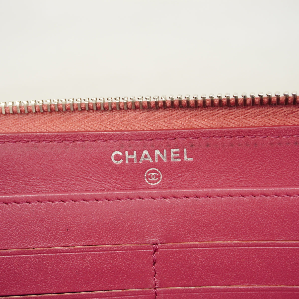 【6hb1056-k】シャネル 長財布 カメリア ラムスキン ピンク シルバー金具【中古】レディース