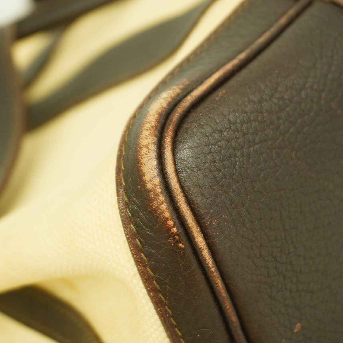 【6hb1057】エルメス ハンドバッグ プティットサンチュールプPM トワルアッシュ ブラウン シルバー金具 □K刻印【中古】レディース
