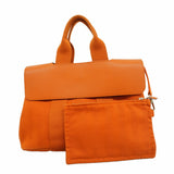 【6hb1058】エルメス ハンドバッグ ヴァルパライソPM トワルシェブロン オレンジ シルバー金具【中古】レディース