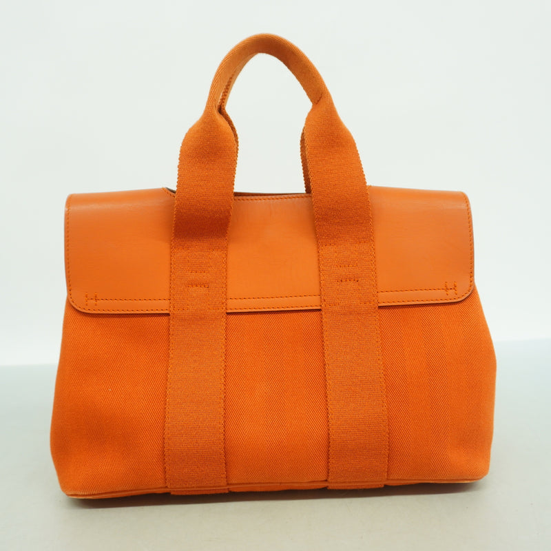 【6hb1058】エルメス ハンドバッグ ヴァルパライソPM トワルシェブロン オレンジ シルバー金具【中古】レディース