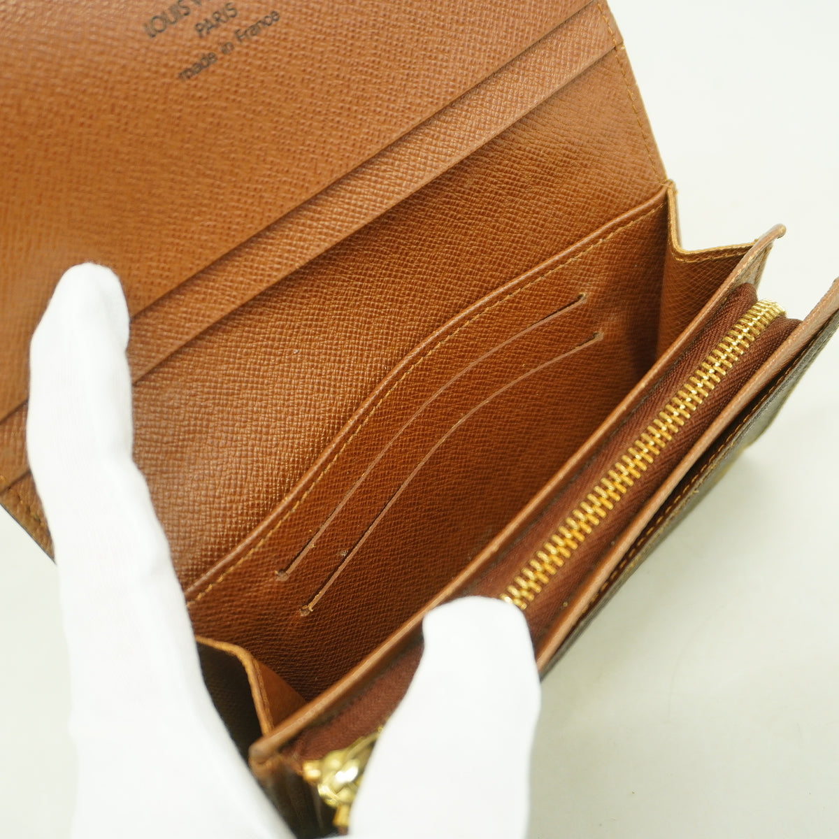 【6hb1063】ルイヴィトン 財布 モノグラム ポルトフォイユトレゾール M61736 ブラウン【中古】レディース