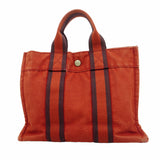 【6hb1066-k】エルメス ハンドバッグ フールトゥPM キャンバス レッド シルバー金具【中古】レディース