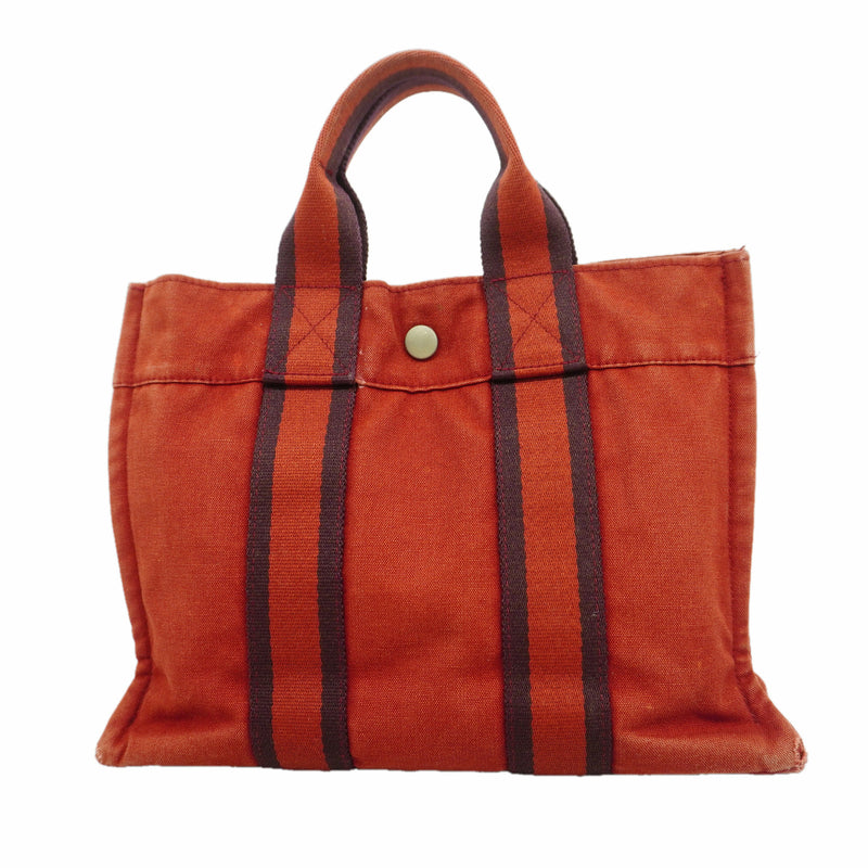 【6hb1066-k】エルメス ハンドバッグ フールトゥPM キャンバス レッド シルバー金具【中古】レディース