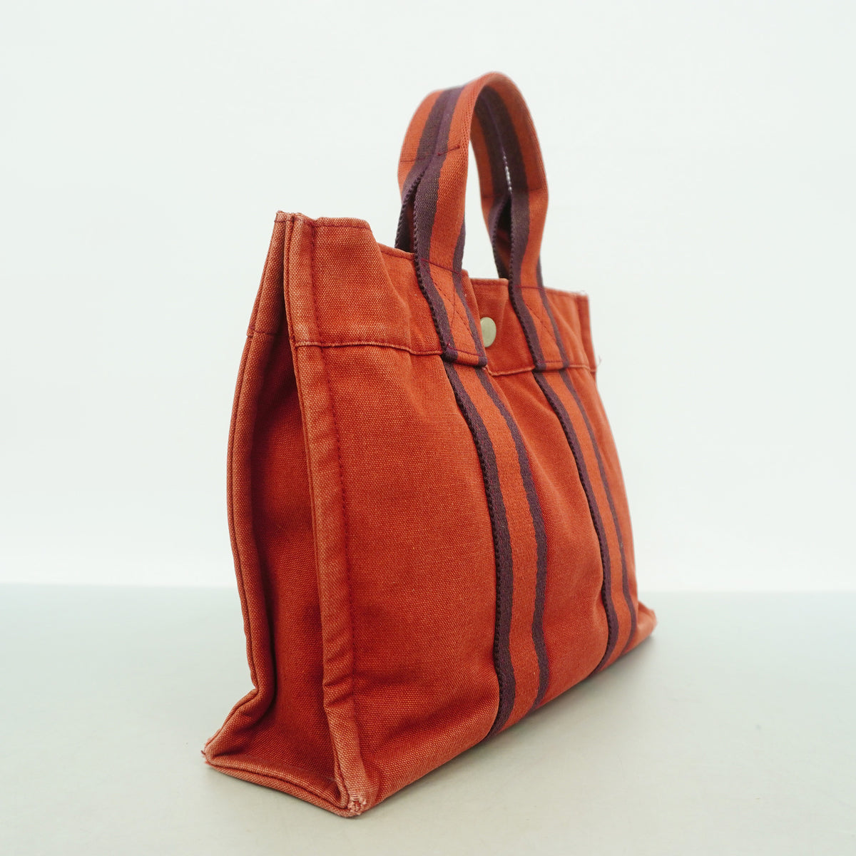 【6hb1066-k】エルメス ハンドバッグ フールトゥPM キャンバス レッド シルバー金具【中古】レディース