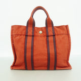 【6hb1066-k】エルメス ハンドバッグ フールトゥPM キャンバス レッド シルバー金具【中古】レディース