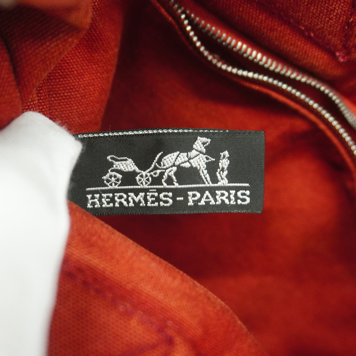 【6hb1066-k】エルメス ハンドバッグ フールトゥPM キャンバス レッド シルバー金具【中古】レディース