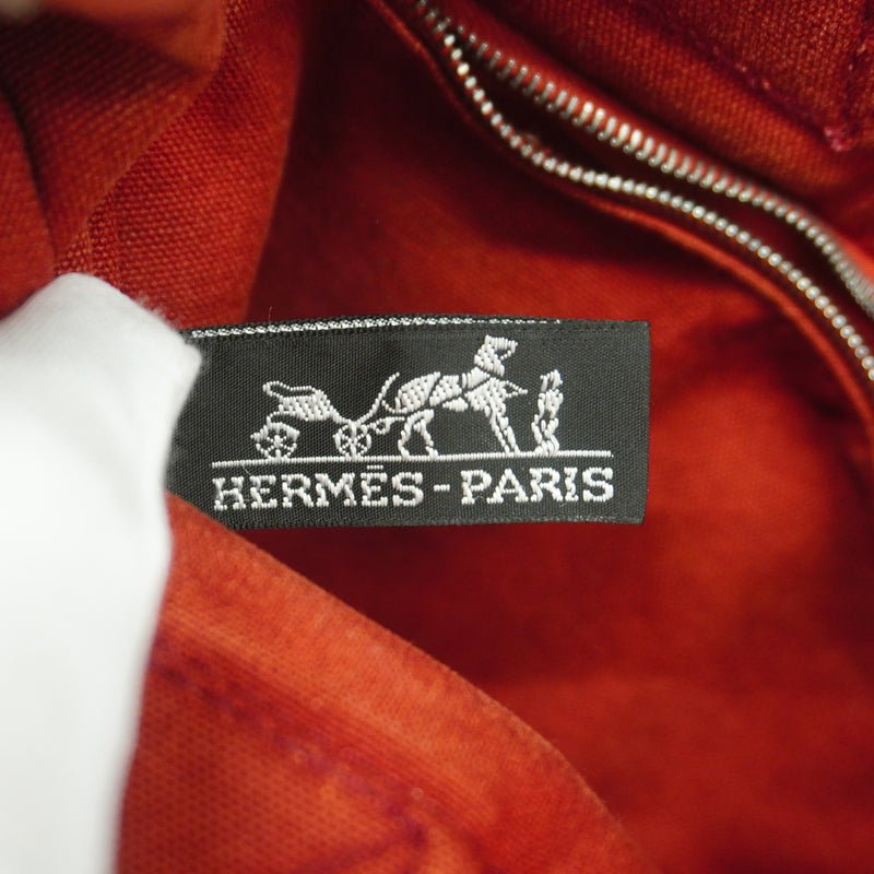 【6hb1066-k】エルメス ハンドバッグ フールトゥPM キャンバス レッド シルバー金具【中古】レディース