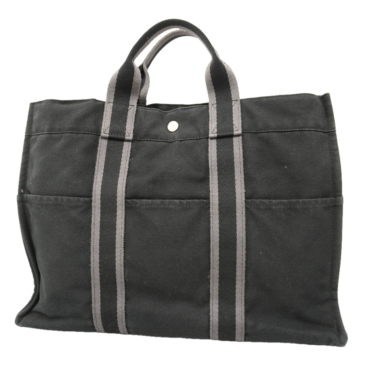 【6hb1079-k】エルメス トートバッグ フールトゥMM キャンバス ブラック シルバー金具【中古】メンズ レディース ユニセックス