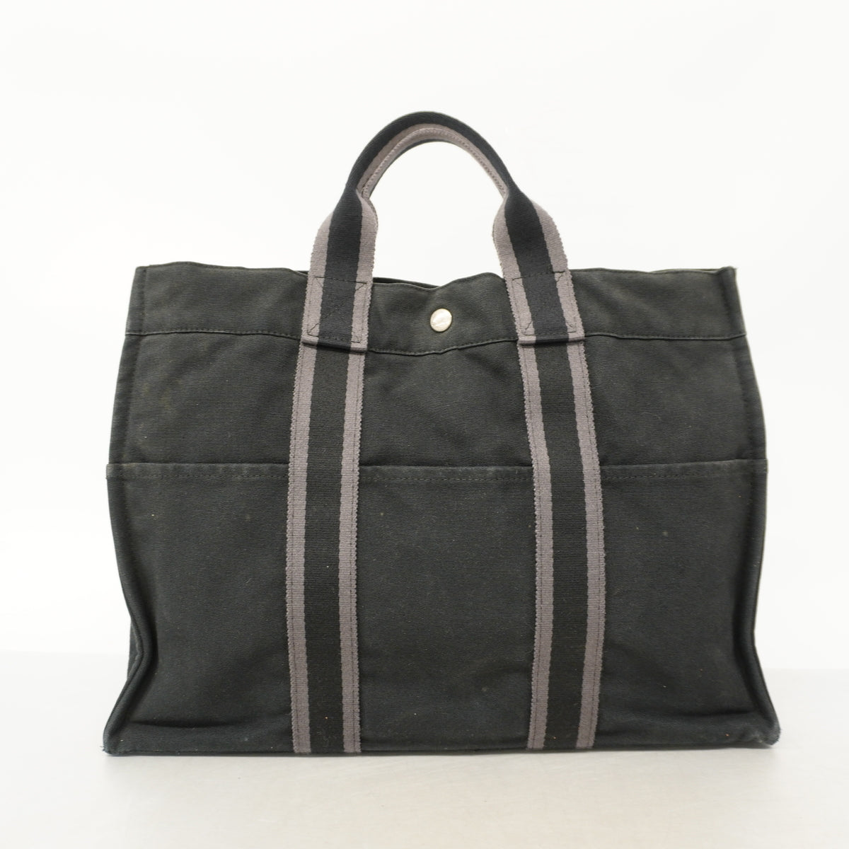 【6hb1079-k】エルメス トートバッグ フールトゥMM キャンバス ブラック シルバー金具【中古】メンズ レディース ユニセックス